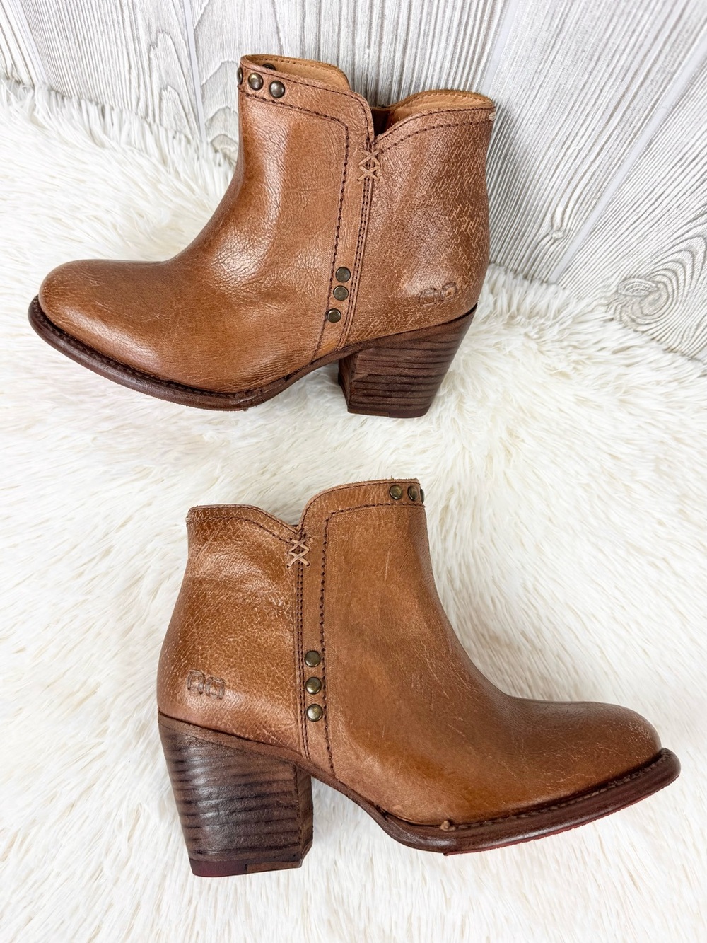 Bed Stu Women’s Yell Tan Rustic Leather Ankle Boots 6.5 Boho Festival Booties